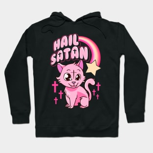 Hail Satan Cat Cute Rainbow Kitty Heavy Metal Pun Hoodie